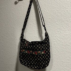 Vera Bradley Black and Yellow Floral Shoulder Bag